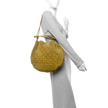 BOTTEGA VENETA Suede Intrecciato Medium Sardine Bag Limonite