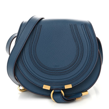 CHLOE Calfskin Small Marcie Round Crossbody Bag Deep Denim