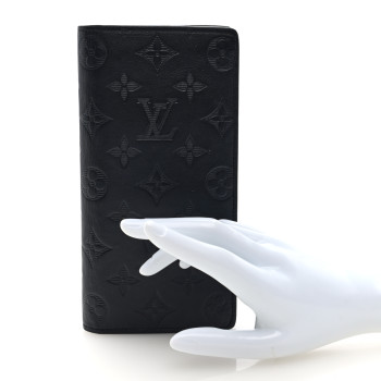 LOUIS VUITTON Calfskin Monogram Shadow Brazza Wallet Black