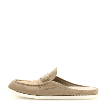 CHRISTIAN DIOR Suede Goatskin Boy Loafer Mule 38 Rope Beige