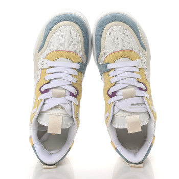 CHRISTIAN DIOR Calfskin Oblique Laser Perforated Dior One Low Sneakers 37.5 White Multicolor