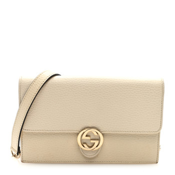 GUCCI Dollar Calfskin Interlocking G Chain Wallet Ivoire