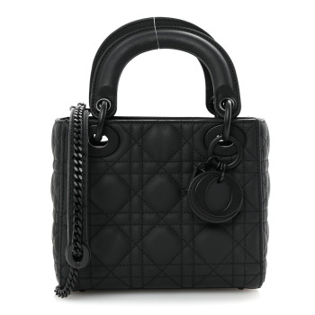 CHRISTIAN DIOR Ultra Matte Calfskin Cannage Mini Lady Dior Black