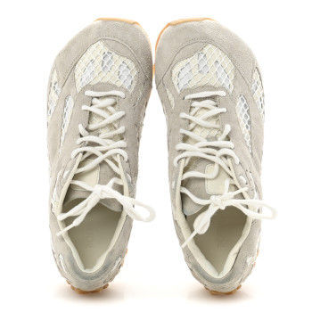 BOTTEGA VENETA Calfskin Fishnet Fabric Orbit Sneakers 39 Sea Salt