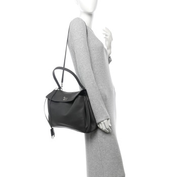 BALENCIAGA Natural Smooth Calfskin Medium Rodeo Top Handle Handbag Grey