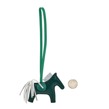 HERMES Milo Lambskin Matte Alligator Touch Grigri Rodeo Horse Bag Charm PM Malachite Menthe Bleu Brume Vert Jade
