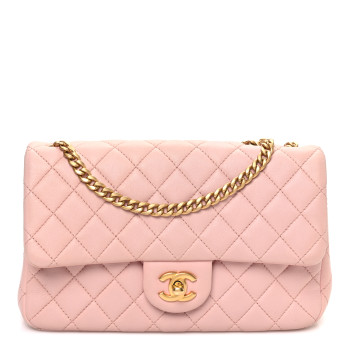 CHANEL Lambskin Quilted Small Sweet Camellia Flap Light Pink