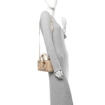 CHRISTIAN DIOR Raffia Macro Cannage Small Lady D-Joy Latte