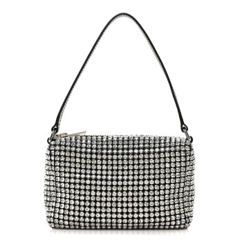 ALEXANDER WANG Mesh Crystal Rhinestone Mini Heiress Pouch Silver