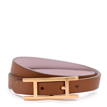 HERMES Swift Behapi Double Tour Bracelet T2 Mauve Pale Gold