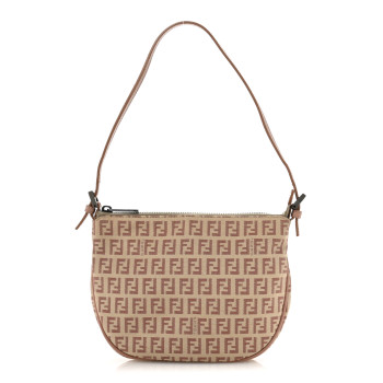 FENDI Zucchino Vitello Pochette Beige Bruciato Bois de Rose