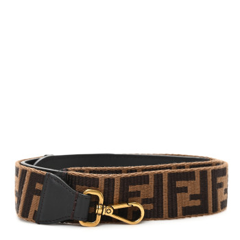 FENDI Ribbon Vitello Century FF 1974 Flat Studded Strap You Fango Marrone Ebano
