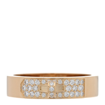 HERMES 18K Yellow Gold Diamond Pave Kelly Ring 53 6.25