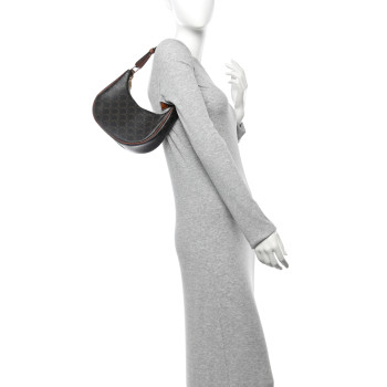 CELINE Triomphe Canvas Calfskin Ava Shoulder Bag Tan