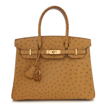 HERMES Ostrich Birkin 30 Gold