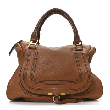 CHLOE Calfskin Large Marcie Satchel Tan