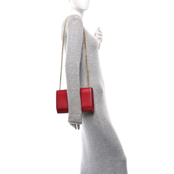 SAINT LAURENT Grain De Poudre Medium Monogram Kate Satchel Red