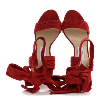 JIMMY CHOO Soft Suede Kaytrin 120 Platform Sandals 36.5 Red