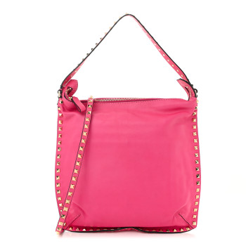 VALENTINO GARAVANI Vitello Small Rockstud Hobo Pop Fuxia