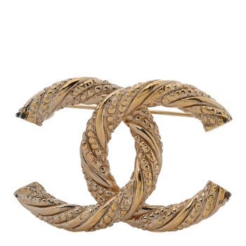 CHANEL Twisted CC Brooch Light Gold