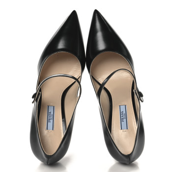 PRADA Spazzolato Mary Jane Pumps 39.5 Black