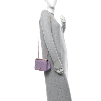 CHANEL Lambskin Quilted Braided CC Small Flap Lilac