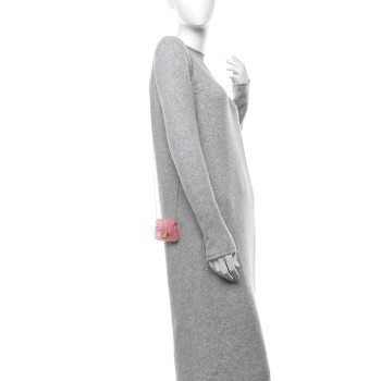 FENDI Enamel Vitello King Beaded Pico Baguette Charm Pink