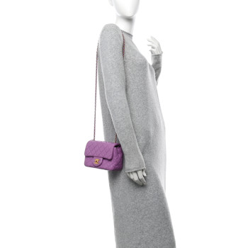 CHANEL Lambskin Quilted Mini Pearl Crush Flap Purple