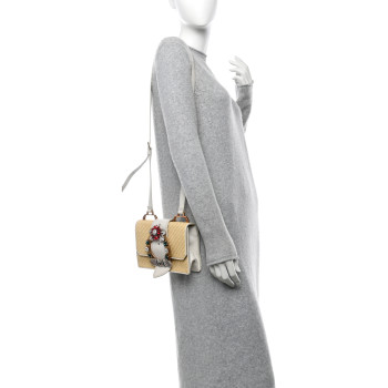 MIU MIU Raffia Madras Crystal Embellished Lady Shoulder Bag Naturale White