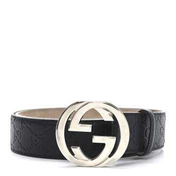GUCCI Guccissima Signature Interlocking G 40mm Belt 95 38 Black