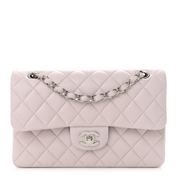 CHANEL Lambskin Quilted Small Double Flap Light Purple