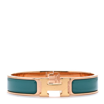HERMES Enamel Narrow Clic Clac H Bracelet PM Emeraude