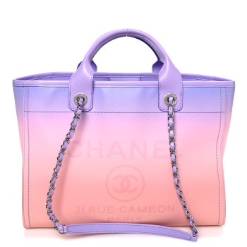 CHANEL Shaded Calfskin Medium Deauville Tote Light Purple Pink Coral