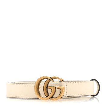 GUCCI Calfskin Double G 20mm Belt 80 32 Mystic White