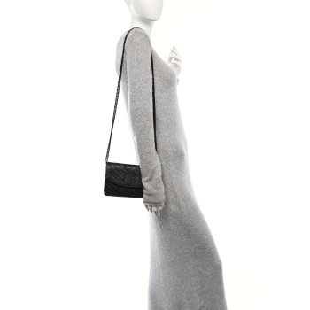 BALENCIAGA Shiny Goatskin Logo Embossed Monochrome BB Wallet On Chain Black