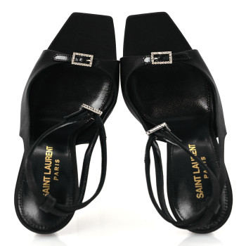 SAINT LAURENT Crepe Satin Melody 105 Ankle Strap Sandals 36 Black