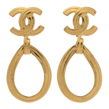 CHANEL CC Drop Clip On Earrings Gold
