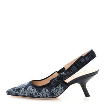 CHRISTIAN DIOR Denim Ribbon Floral Print J Adior Slingback 65mm Pumps 35 Blue Multicolor