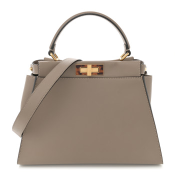 FENDI Vitello Seta Plexiglass Tortoise Medium Peekaboo Iconic Satchel Tortora