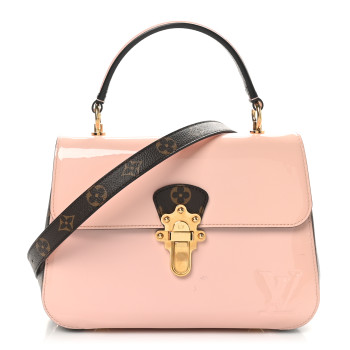 LOUIS VUITTON Patent Calfskin Monogram Cherrywood PM Rose Ballerine