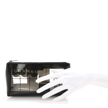CHANEL Vinyl Coco Window Cosmetic Pouch Black