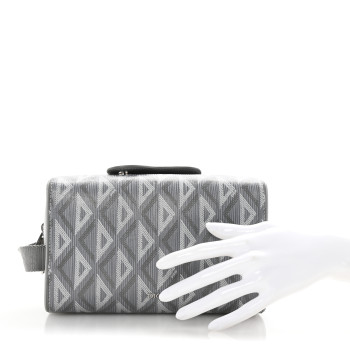 CHRISTIAN DIOR Coated Canvas CD Diamond Lingot Manity Toiletry Pouch Grey
