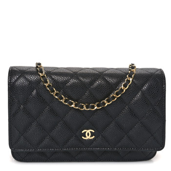 CHANEL Caviar Quilted Wallet On Chain WOC Black