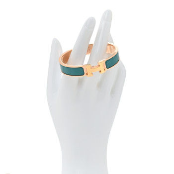 HERMES Enamel Narrow Clic Clac H Bracelet PM Emeraude