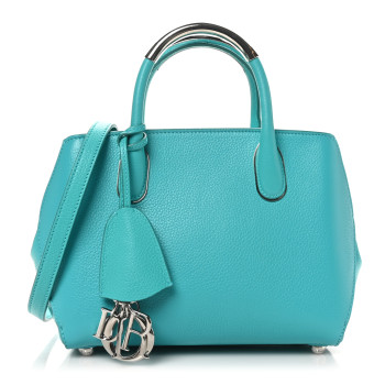 CHRISTIAN DIOR Grained Calfskin Small Open Bar Tote Turquoise