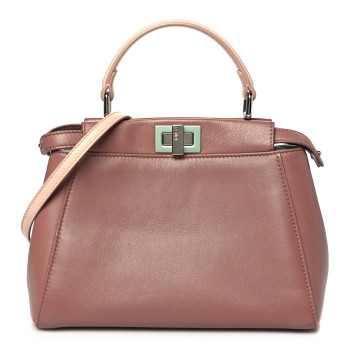 FENDI Nappa Colorblock Mini Peekaboo Iconic Satchel English Rose Plaster Oxigen