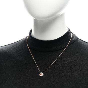 TIFFANY 18K Rose Gold Diamond Carnelian Small T Circle Pendant Necklace