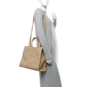 TELFAR Vegan Leather Medium Shopping Bag Cream