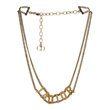 CHRISTIAN DIOR Metal J'Adior Choker Necklace Aged Gold