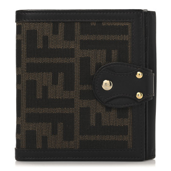 FENDI Zucca Cuoio Lucido Compact Wallet Tobacco Moro